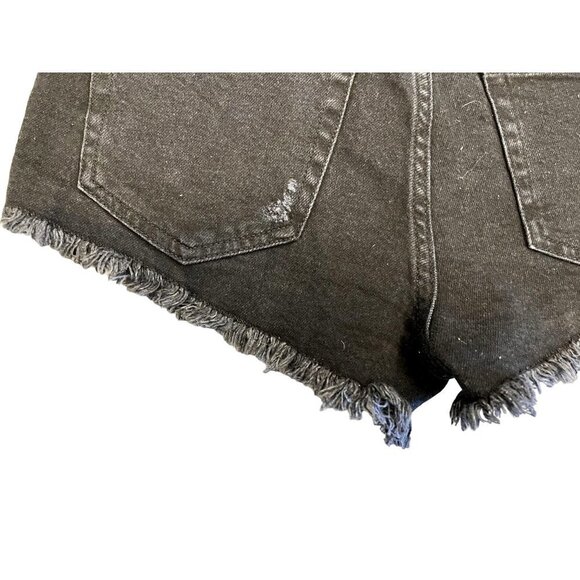 NWT Black Denim Low Rise  Distressed Jean Shorts  4 - Picture 6 of 8